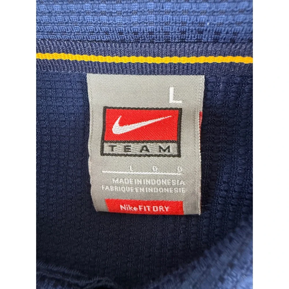 Nike Polo Shirt Mens Large Blue‎ Yellow West Virginia Mountaineers WVU Fit Dry